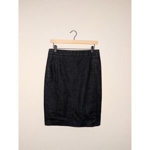 J.Crew Dark Wash Denim Pencil Skirt Knee Length Back Zip Blue Skirt Womens